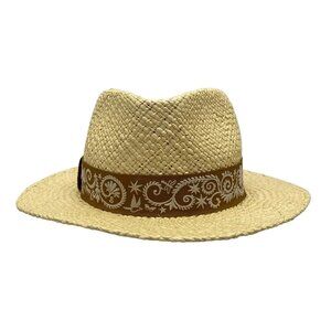 HERMES - Beige Brown White Straw Hat 485-081225